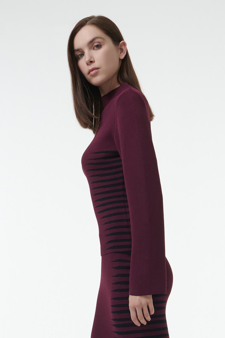 Jacquard Knit Fitted Top, Alternate, color, Red