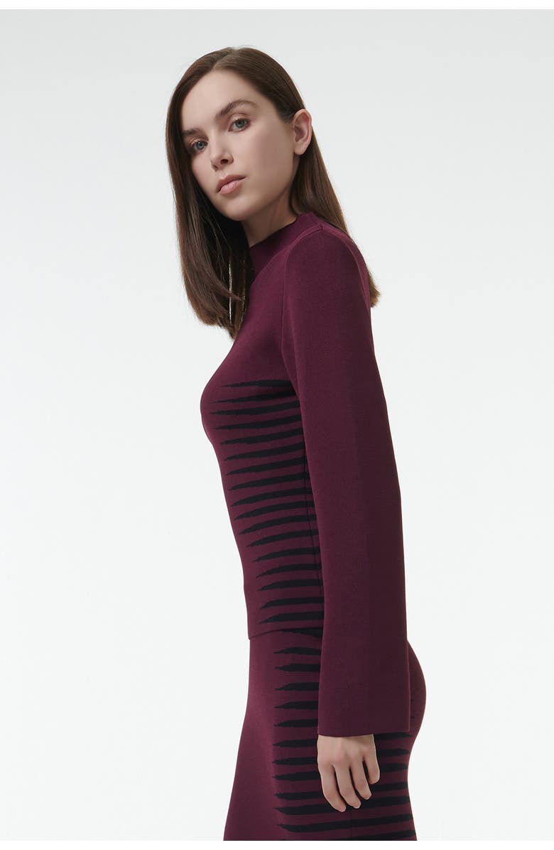 Leem Jacquard Knit Fitted Top, Alternate, color, Red
