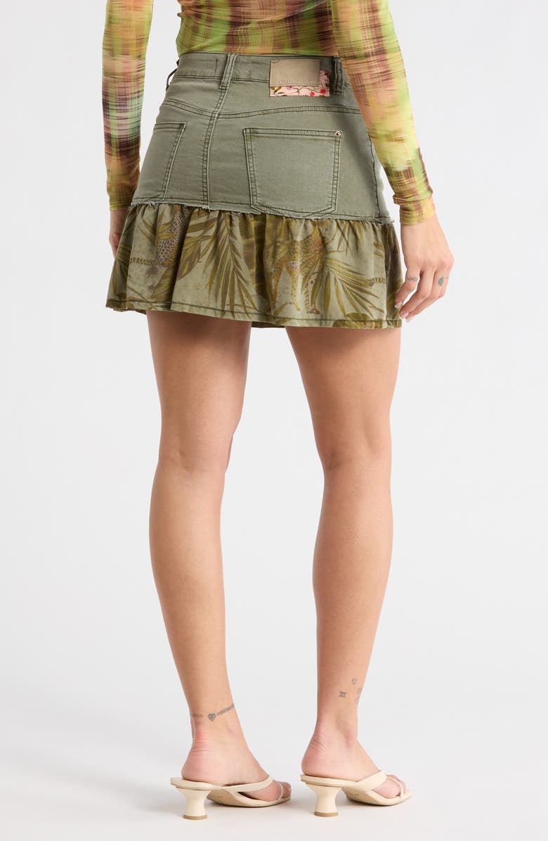 Desigual Contrast Hem Denim Miniskirt, Alternate, color, Military Green