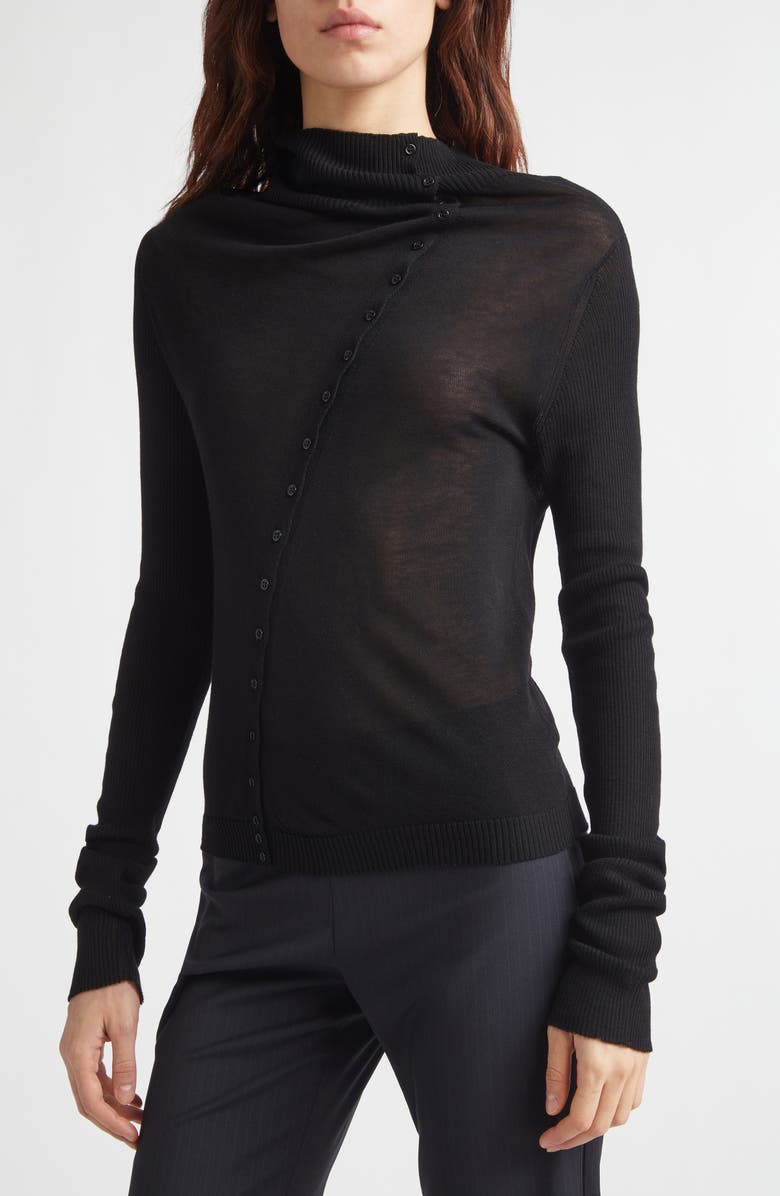 Paloma Wool Igna Diagonal Button Sweater, Alternate, color, Black