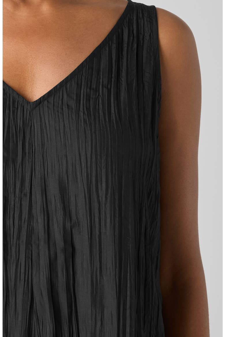 Pleated Silk Midi Dress, Alternate, color, BLACK