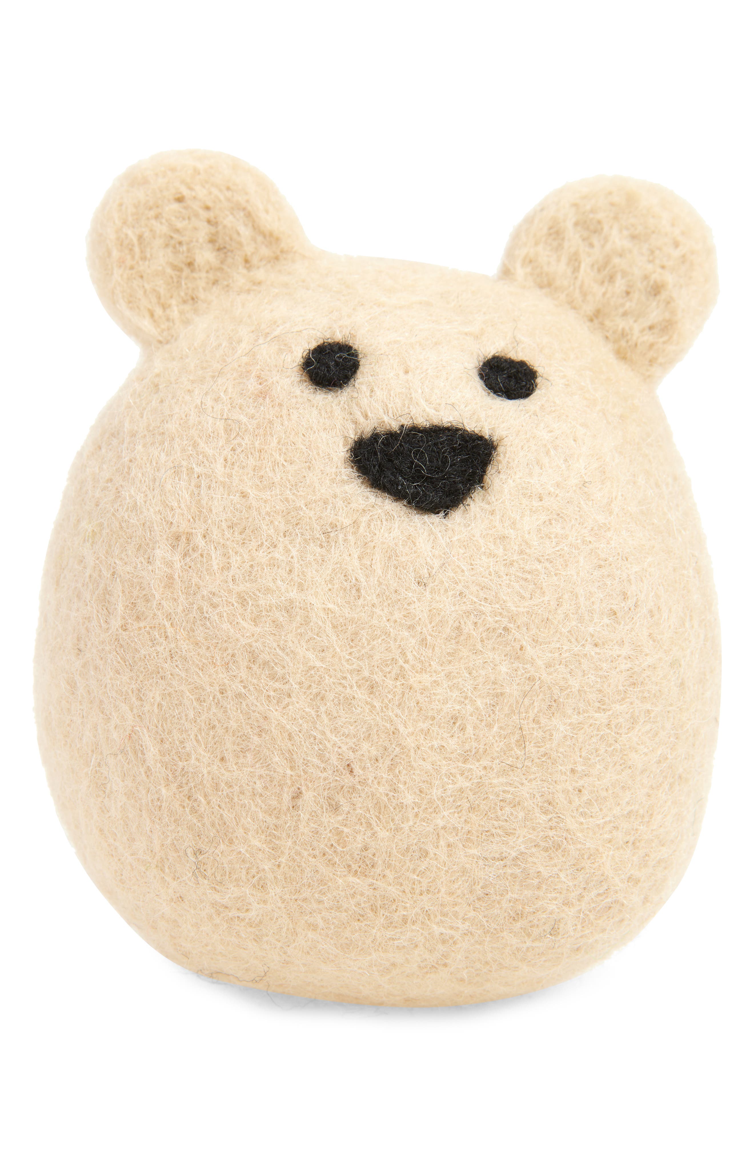 MODERNBEAST Small Polar Bear Felted Wool Pet Toy in Natural 