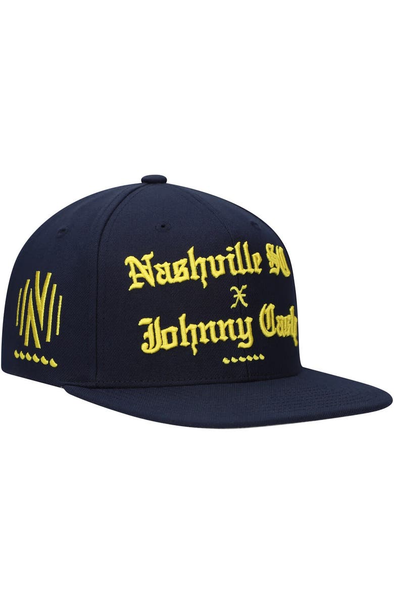 Mitchell & Ness Men's Mitchell & Ness Navy Nashville SC x Johnny Cash Snapback Adjustable Hat, Main, color, 