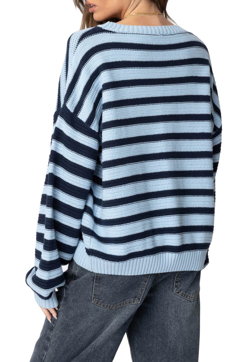 EDIKTED Aerin Oversize Stripe Cotton Sweater, Alternate, color, Blue-And-Navy