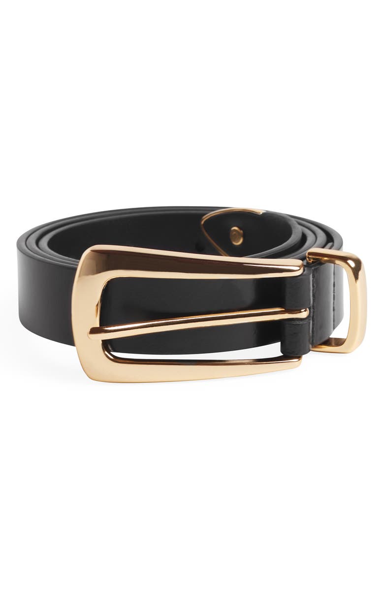Favorite Daughter The Statement Leather Belt, Main, color, Black / Gold