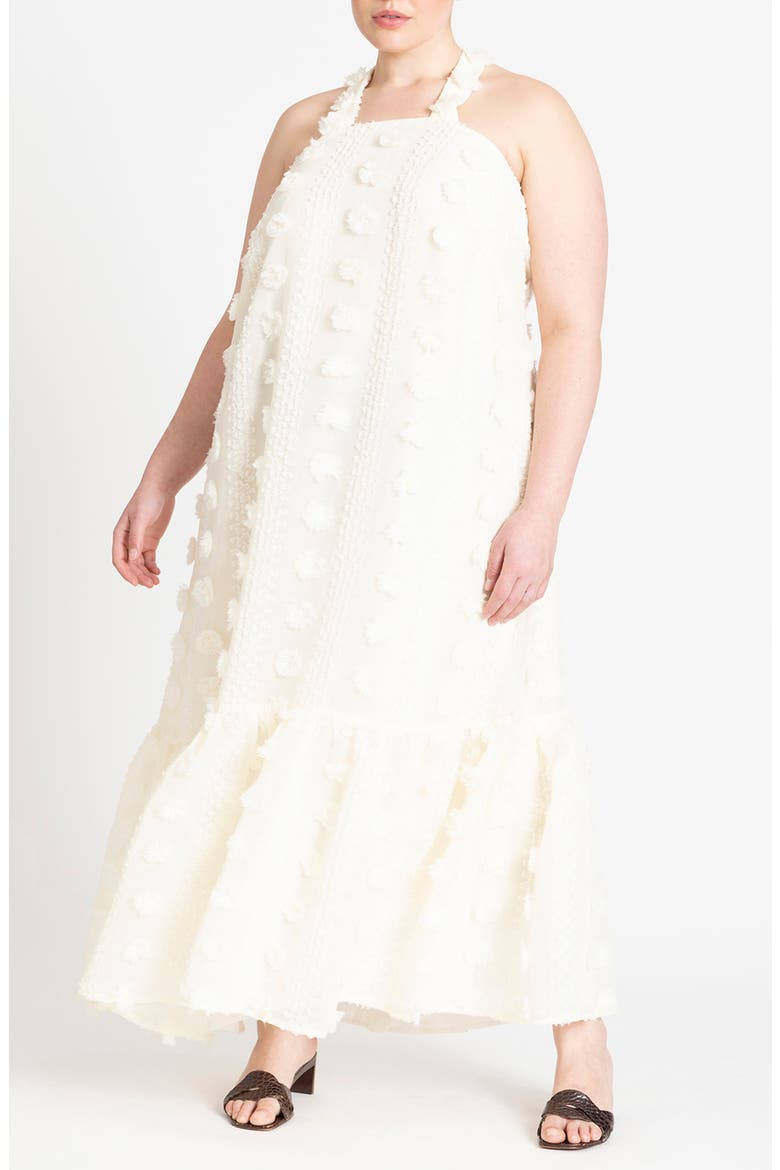 Flower Embellished Maxi Dress, Main, color, BUTTERCREAM