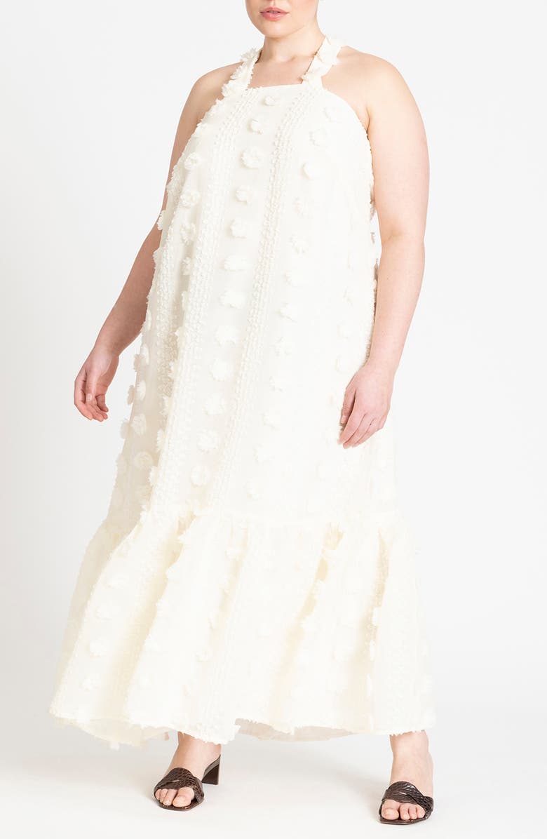 ELOQUII Flower Embellished Maxi Dress, Main, color, 