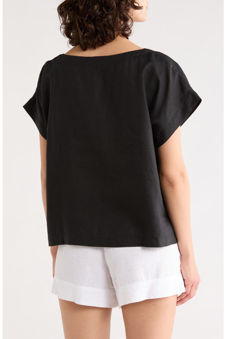 Ballet Neck Organic Linen Top, Alternate, color, BLACK