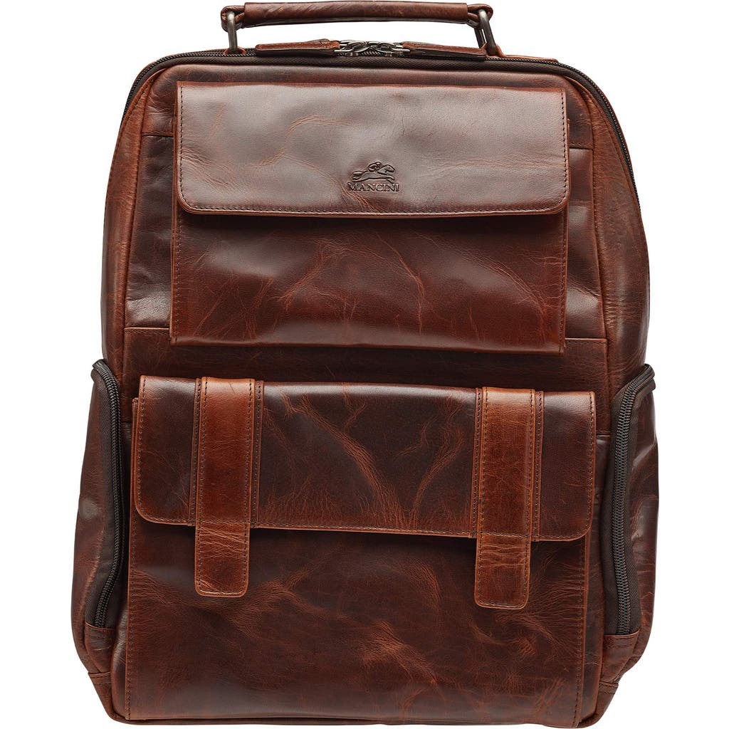 Mancini Buffalo Backpack For 15.6" Laptop In Brown