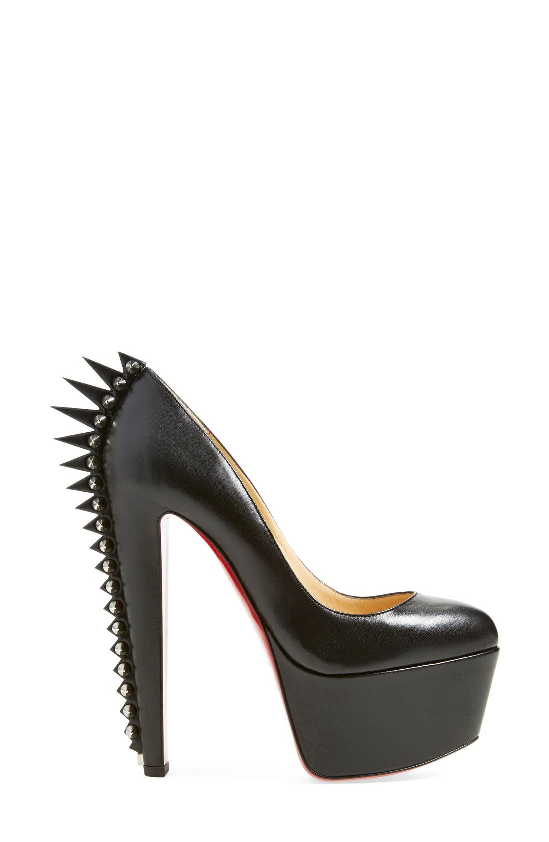 'Electropump' Spiked Platform Pump, Alternate, color, BLACK LEATHER