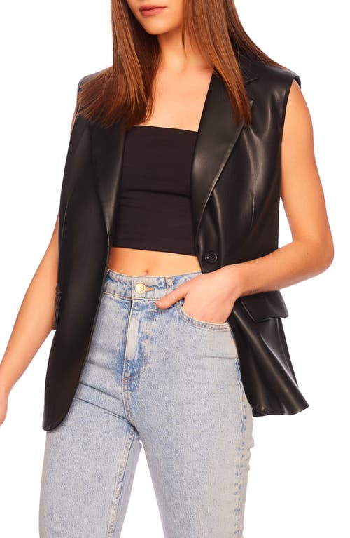 Susana Monaco Notch Lapel Faux Leather Vest In Black