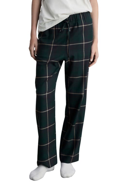 Mango Checked Straight Pants In Green