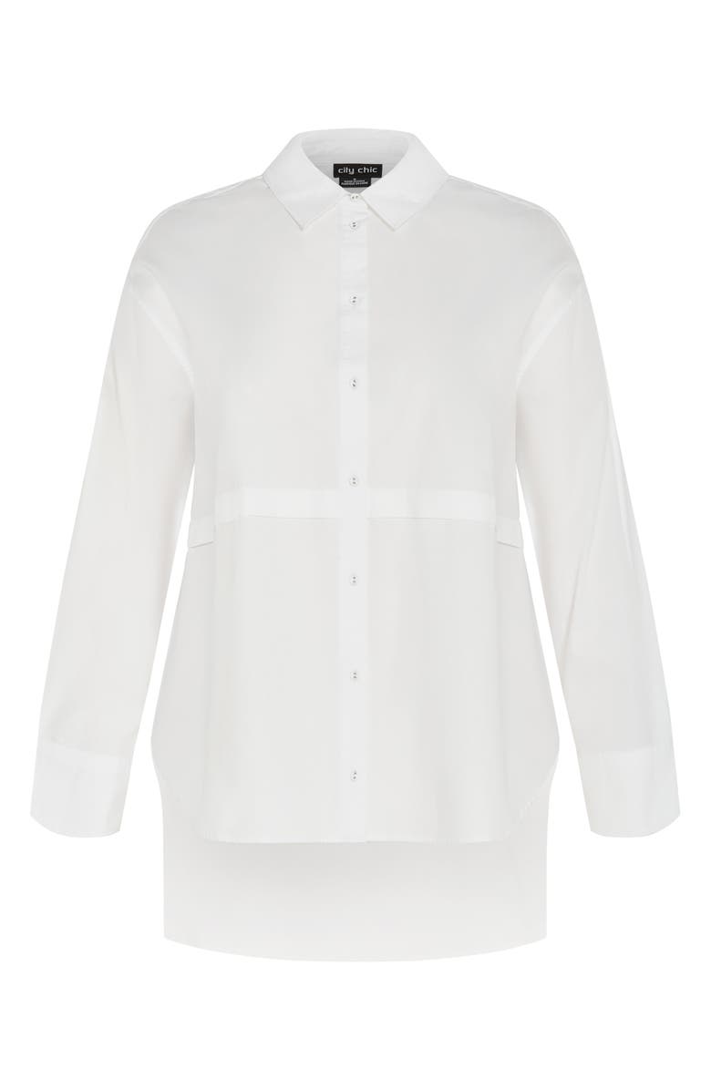 City Chic Malani Long Sleeve Cotton Button-Up Shirt, Alternate, color,