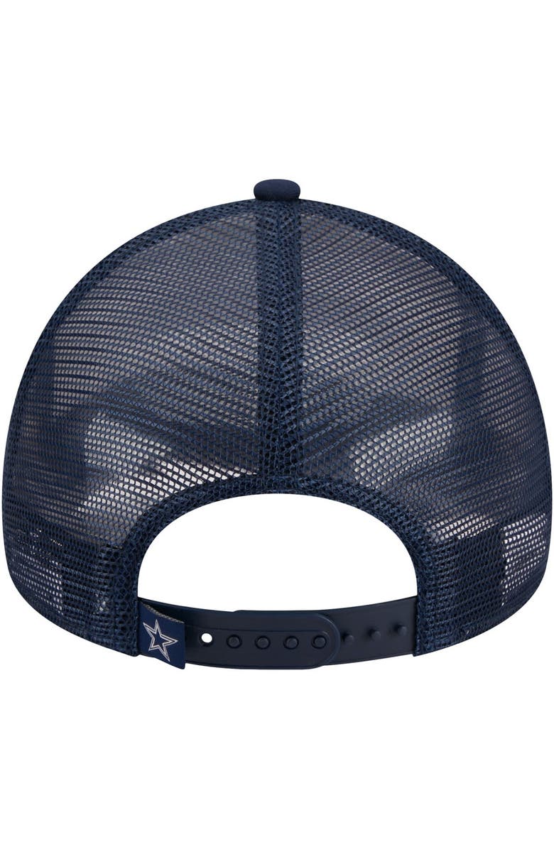 New Era Men's New Era White/Navy Dallas Cowboys Stacked A-Frame Trucker 9FORTY Adjustable Hat, Alternate, color, White