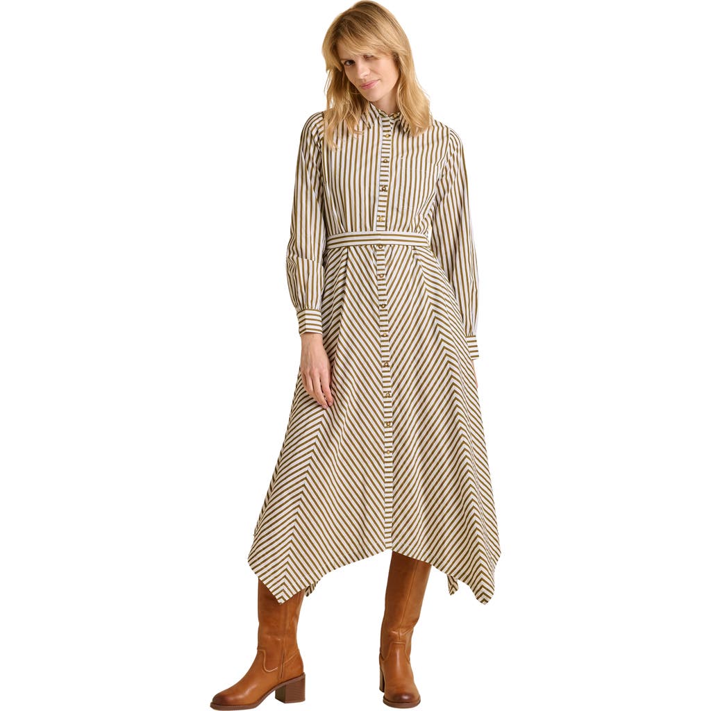 Brakeburn Forrest Long Sleeve Shirt Midi Dress In Neutral