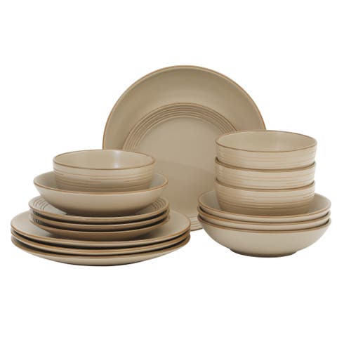 Chiswick House Stoneware Dinnerware Set with Embossed Rim
