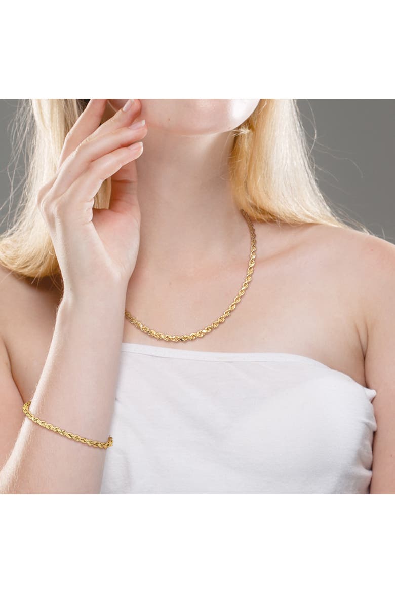 2-Piece Set Rope Chain Necklace & Bracelet 10k, Alternate, color, Yellow Gold