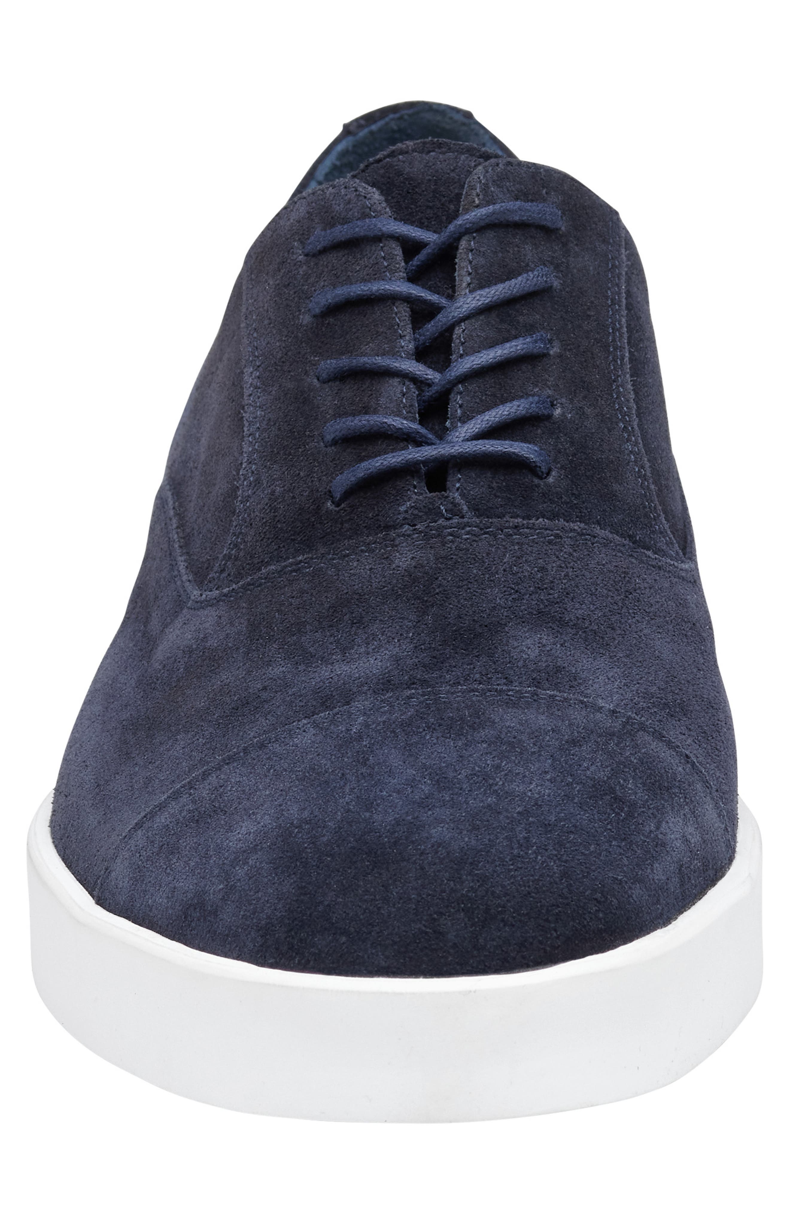 Johnston & Murphy Bolivar Cap Toe Water Resistant Sneaker, Alternate, color, Navy Italian Suede