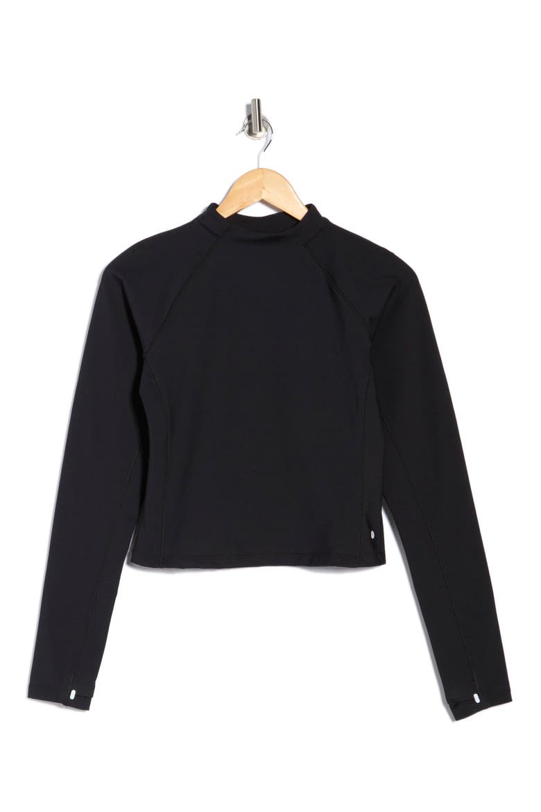 Power Heat Base Layer Long Sleeve Crop Pullover, Alternate, color, RICH BLACK