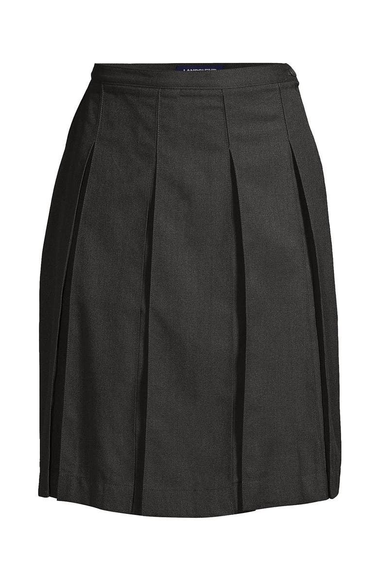 Lands' End School Uniform  Solid Box Pleat Skirt Below the Knee, Alternate, color, Academic Gray