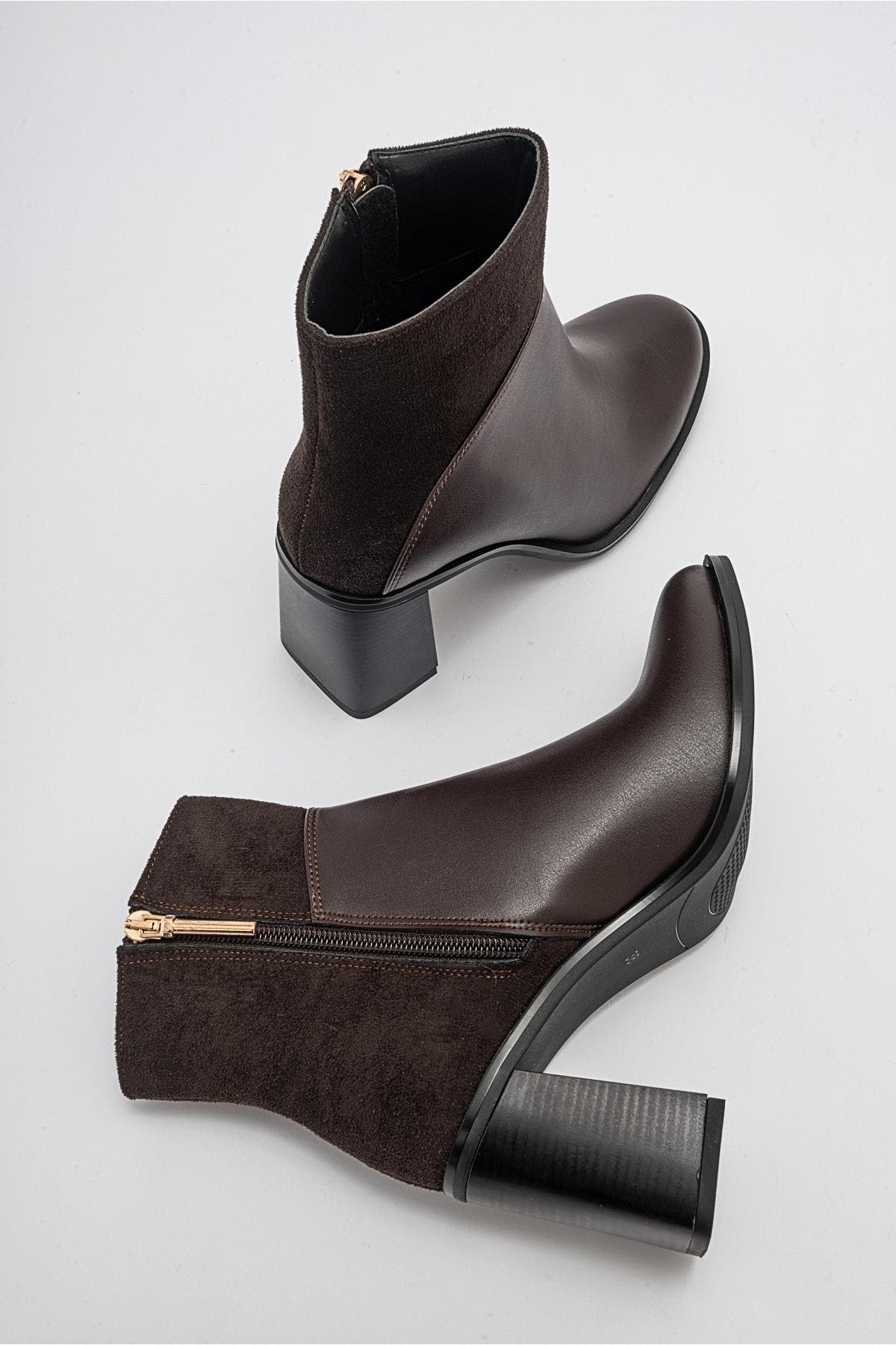Ropa Block Heel Zip Boot, Alternate, color, Brown Faux Leather