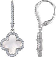 FZN Sterling Silver Quatrefoil Drop Earrings