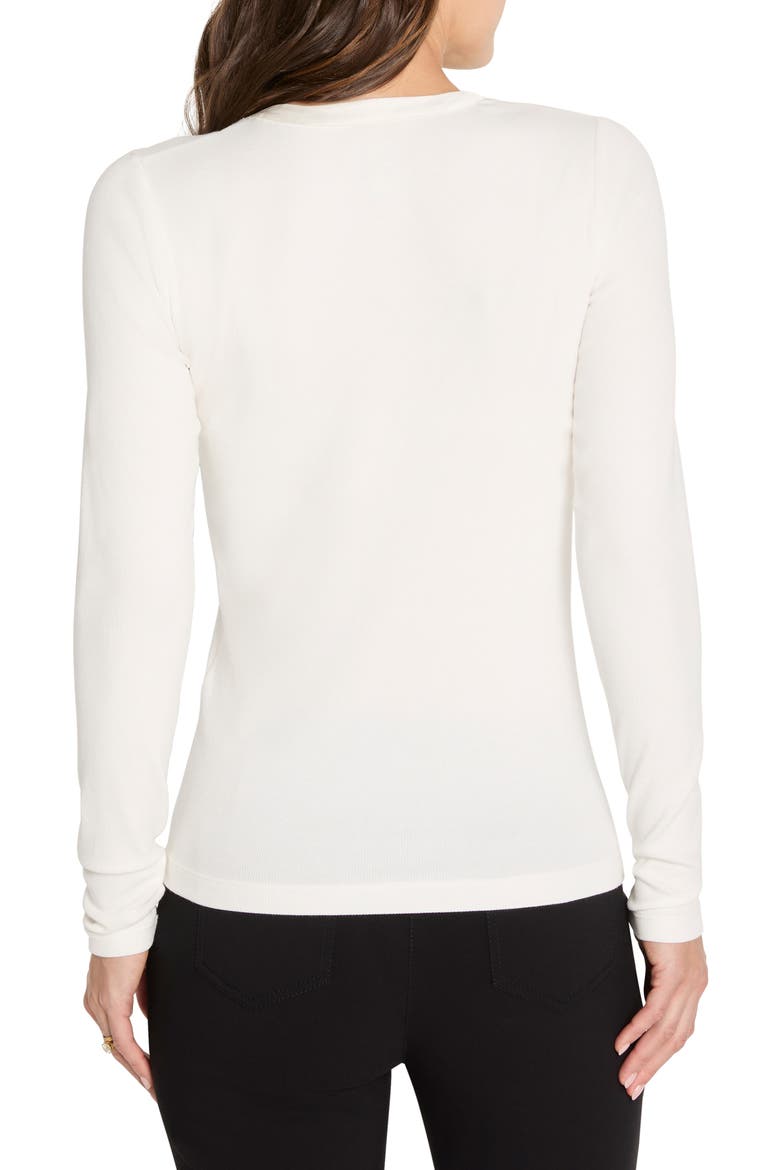 Trimmed Knit Rib V-Neck Top, Alternate, color, CLASSIC CREAM