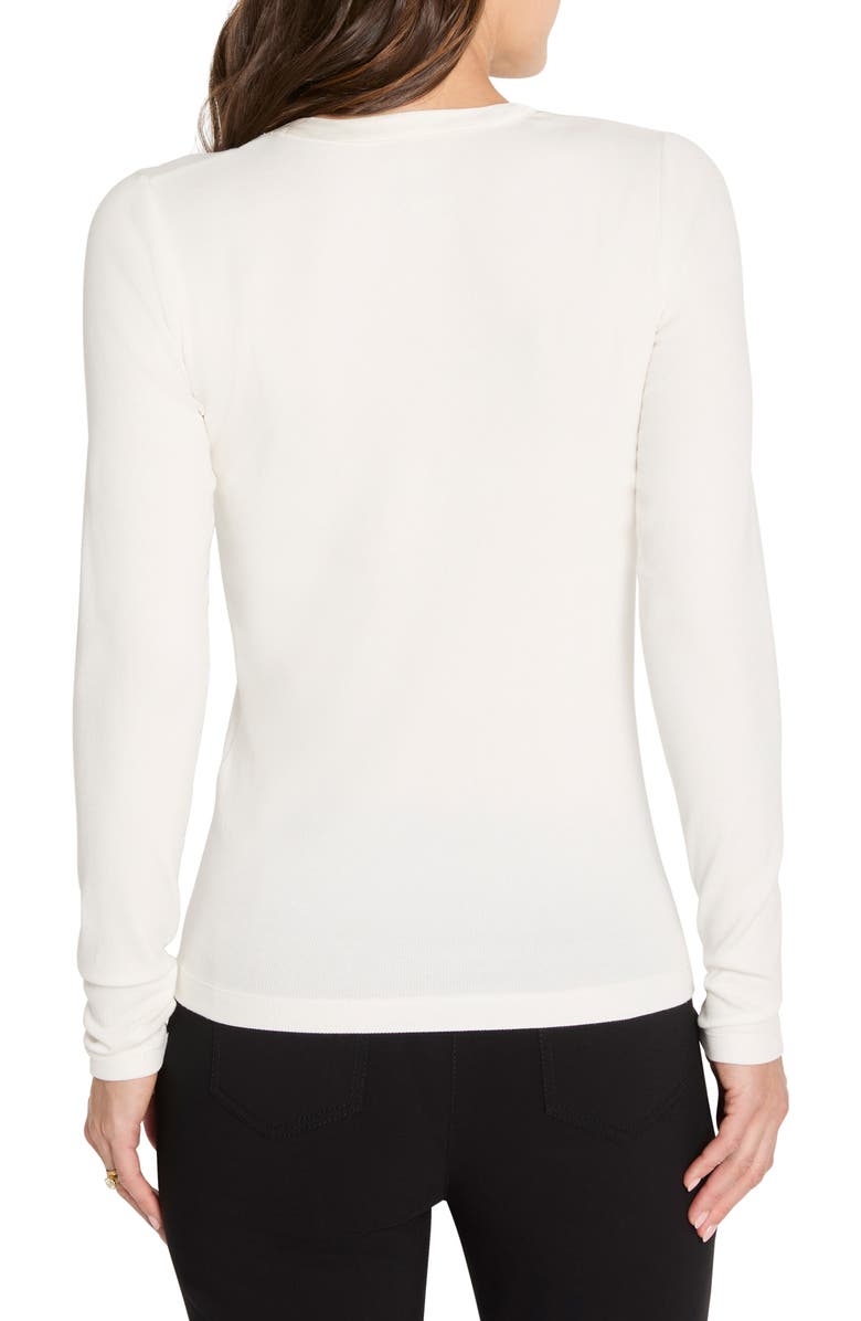 NIC+ZOE Trimmed Knit Rib V-Neck Top, Alternate, color, Classic Cream