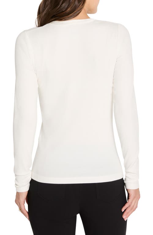 Nic + Zoe Nic+zoe Trimmed Knit Rib V-neck Top In White