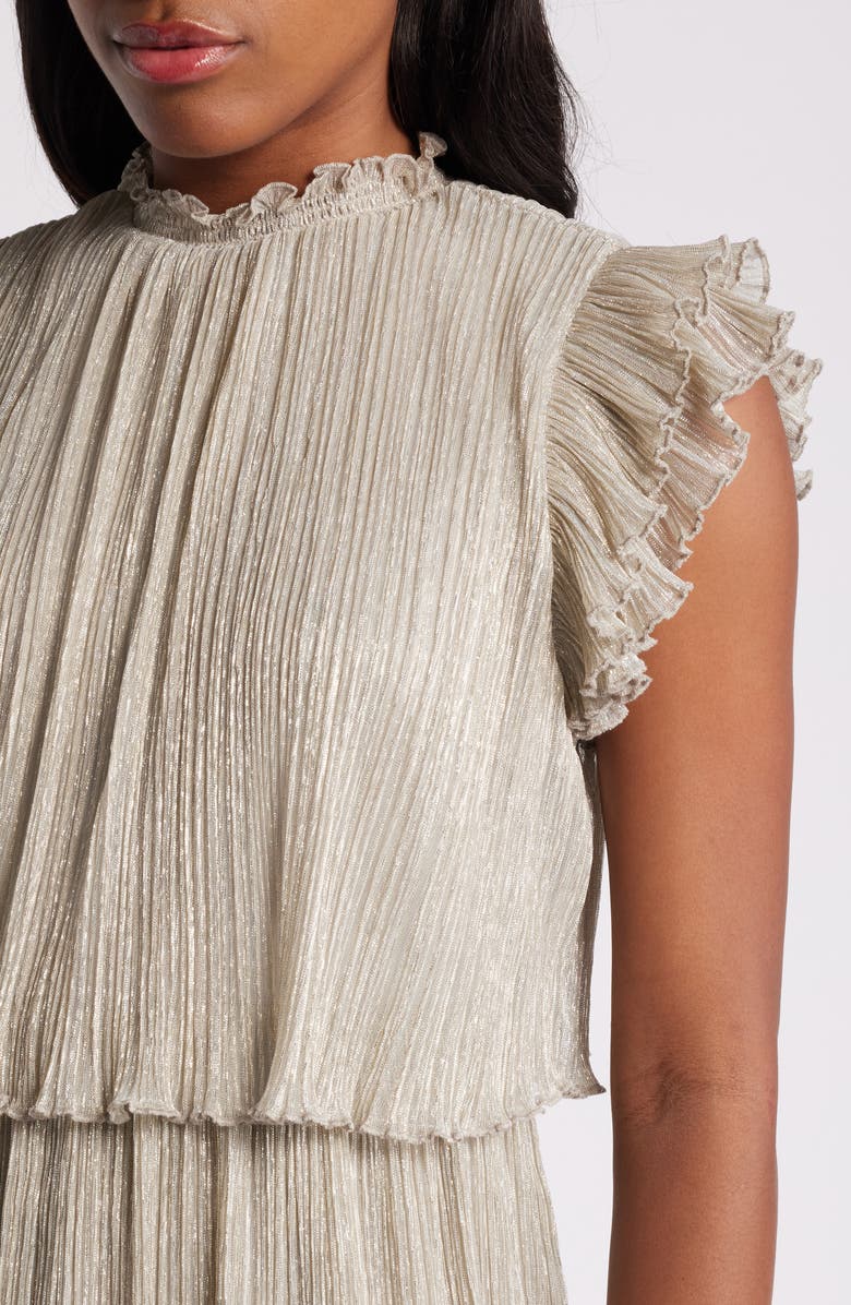 Chelsea28 Metallic Tiered Minidress, Alternate, color, Silver- Gold Foil