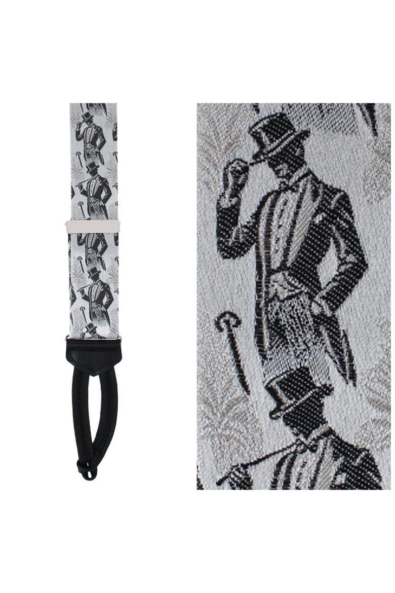 XL Ambrose Dapper Nights Silk Formal Suspenders, Alternate, color, SILVER