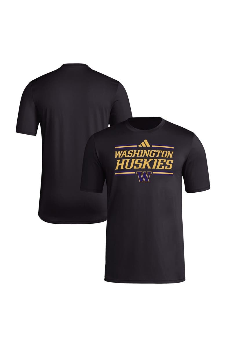 adidas Men's adidas Black Washington Huskies Strategy Pre-Game T-Shirt, Main, color, Black