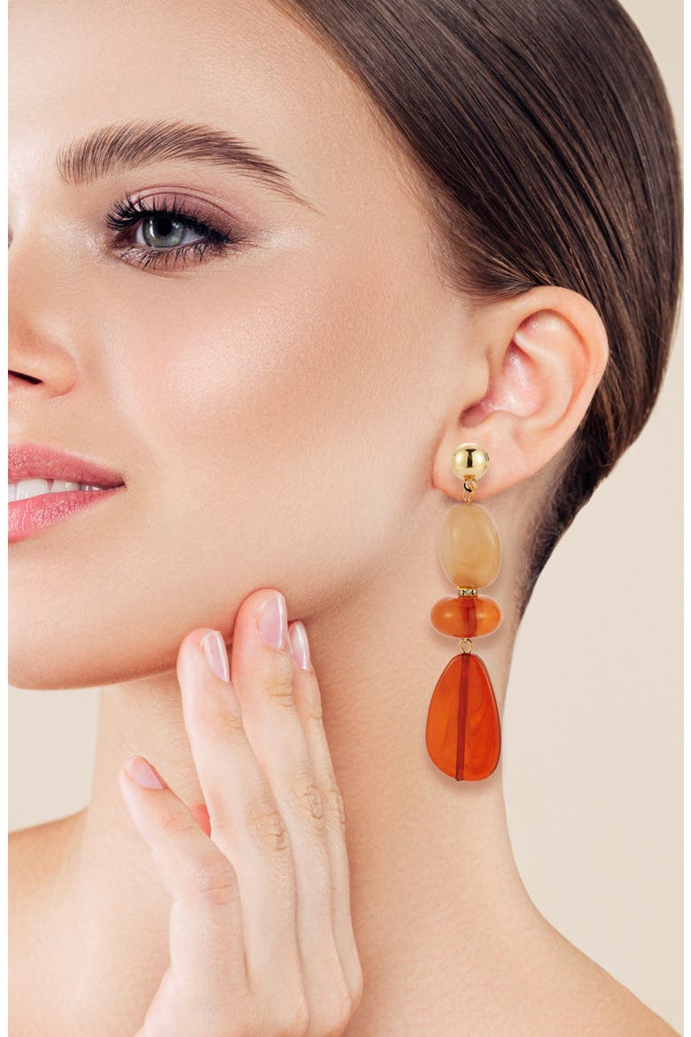 Triple Bead Drop Earrings, Alternate, color, GOLD