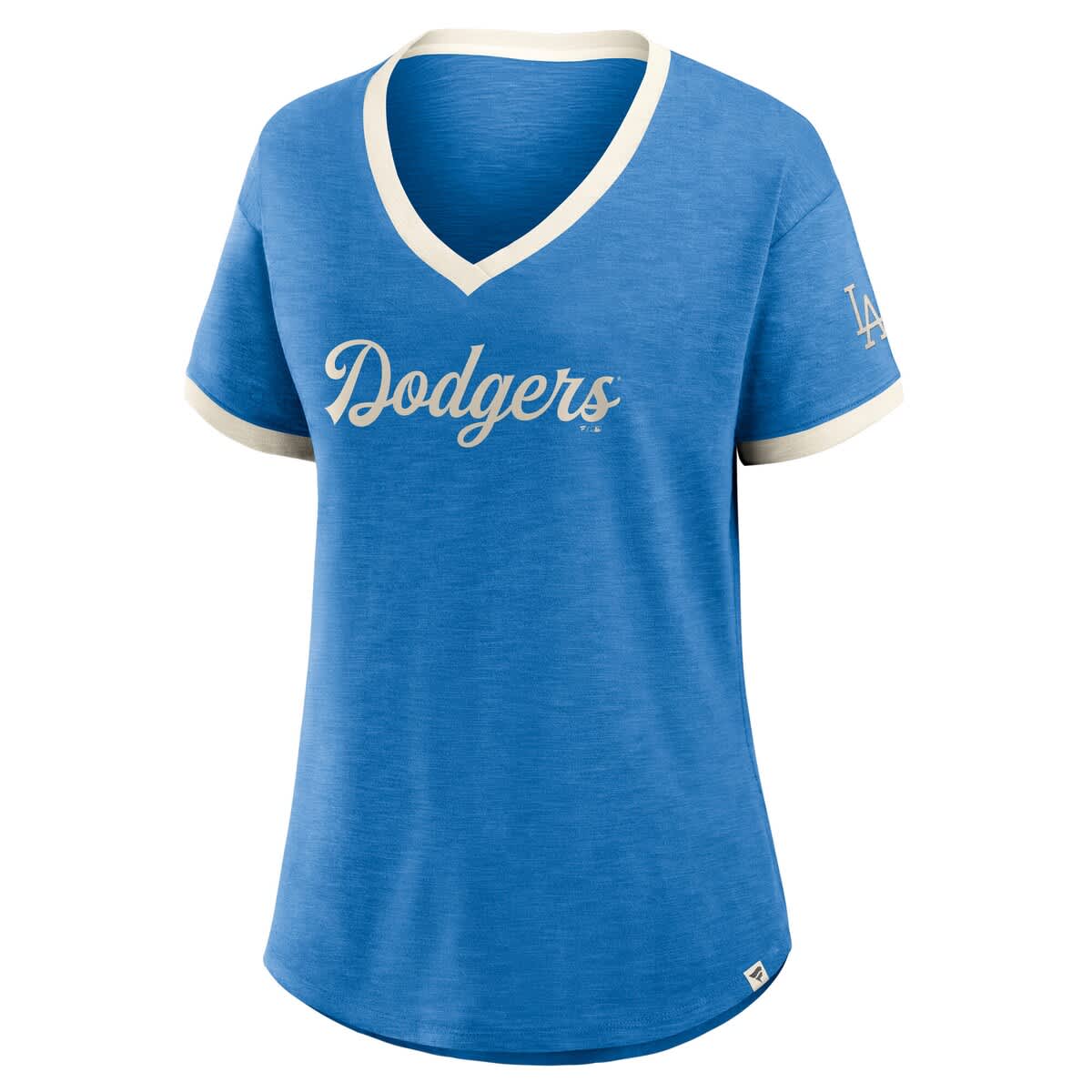 Women's Fanatics Royal Los Angeles Dodgers Relaxed Fit Vintage Play Slub V-Neck Fashion Top - image 2