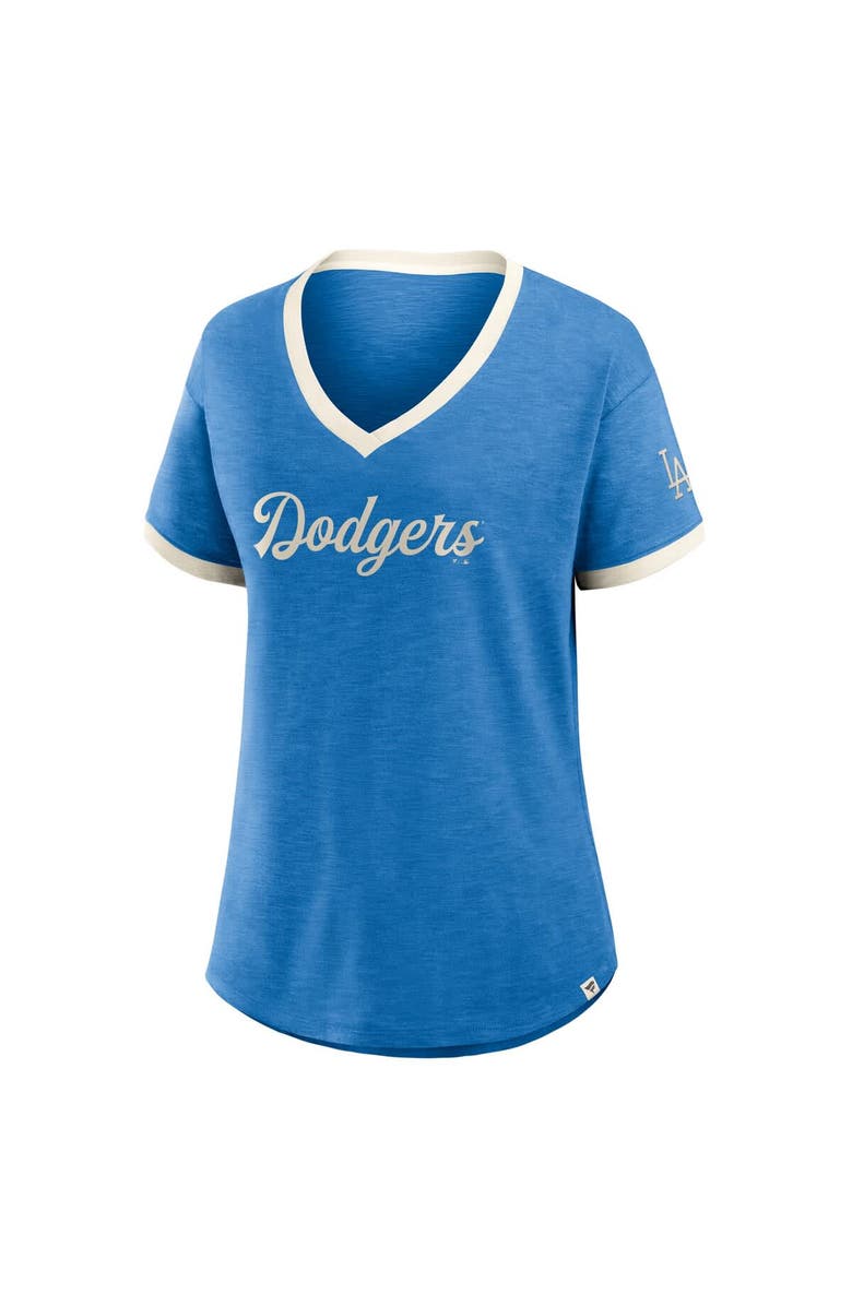 FANATICS Women's Fanatics Royal Los Angeles Dodgers Relaxed Fit Vintage Play​ Slub V-Neck Fashion Top, Alternate, color, Royal