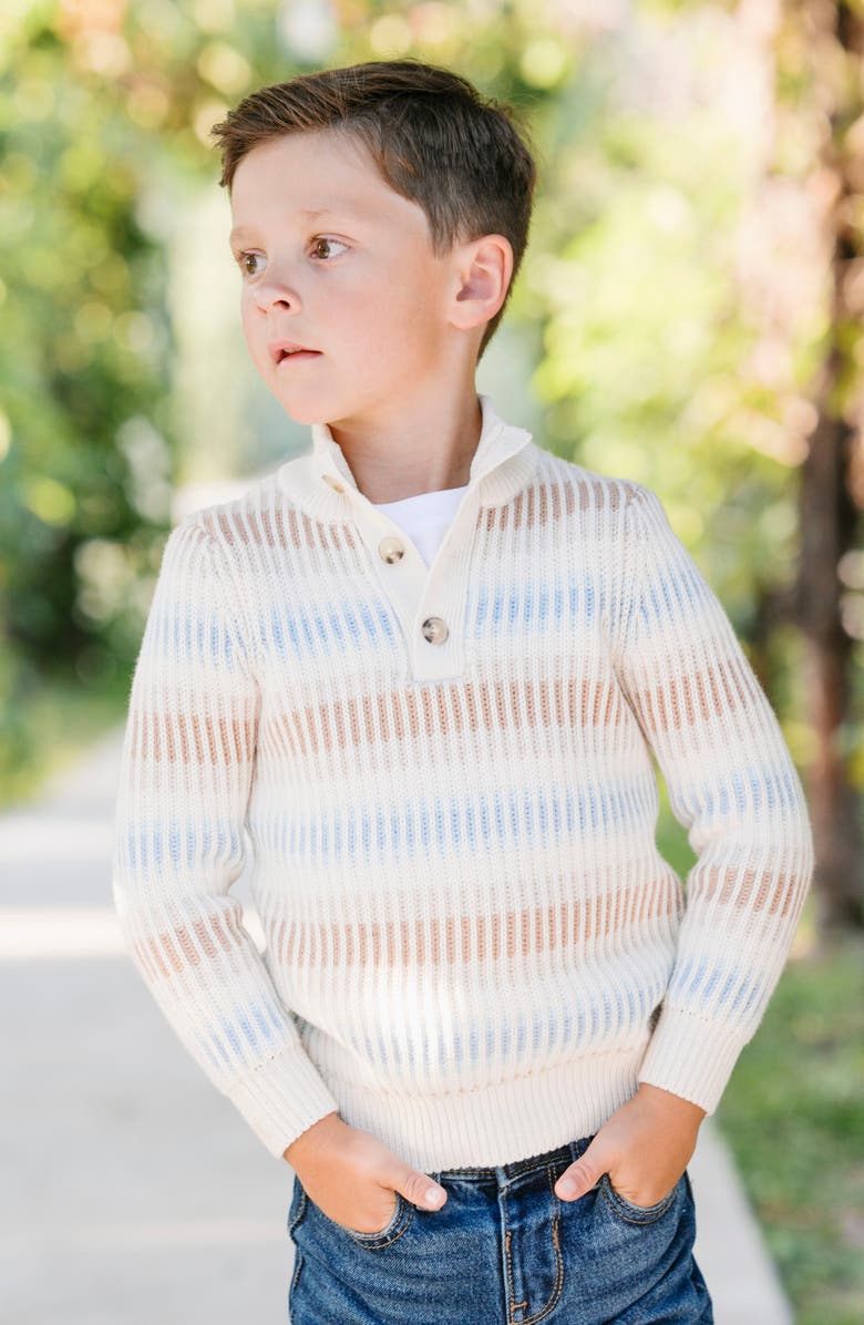 Hope & Henry Kids' Organic Mock Neck Stripe Sweater, Alternate, color, Ombre Winter Stripe