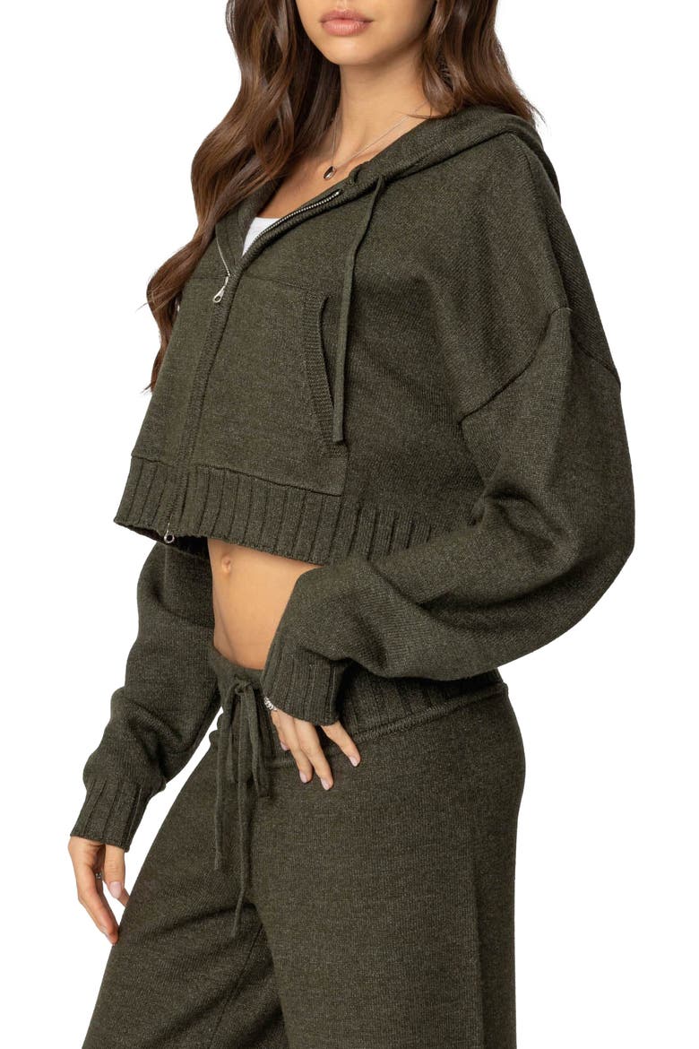 Russell Crop Hooded Zip Sweater, Alternate, color, OLIVE