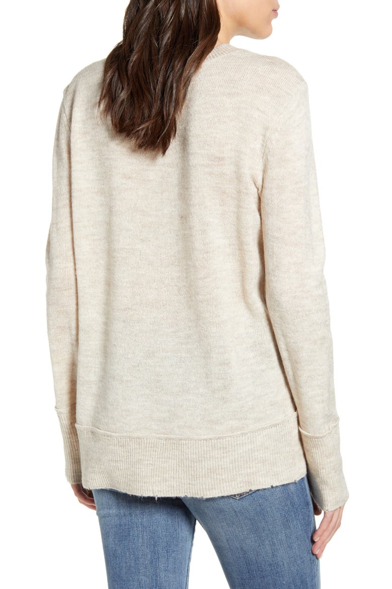 Distressed Pullover, Alternate, color, BEIGE OATMEAL LIGHT HEATHER