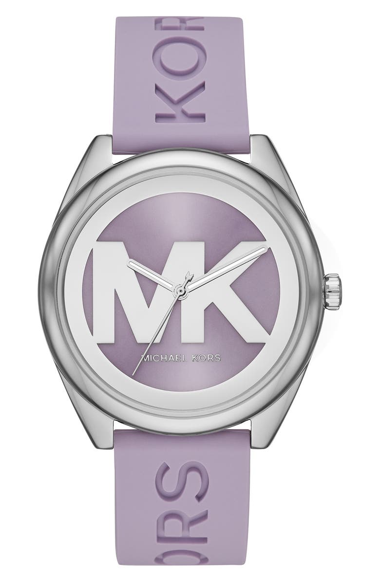 Michael Kors Women's Janelle Silicone Strap Watch, 42mm, Main, color, Silver