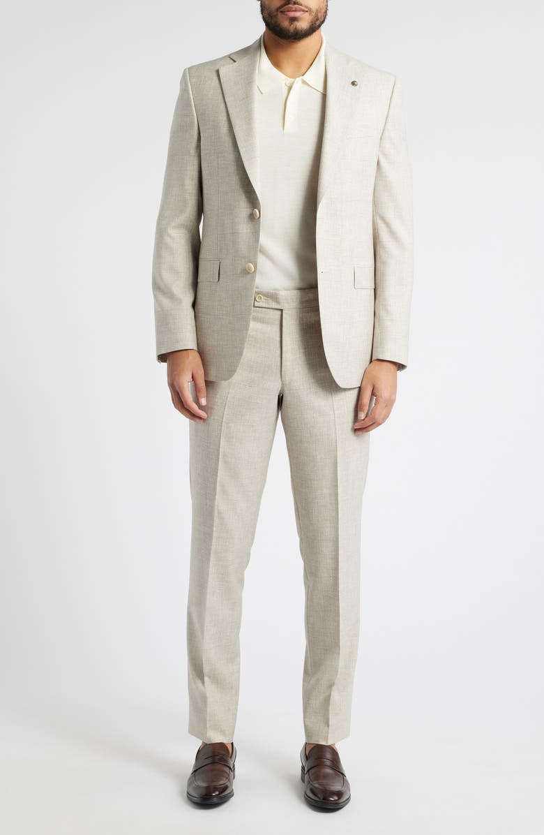 Jack Victor Mason Contemporary Fit Tan Glen Plaid Super 150s Wool Suit, Main, color, Sand