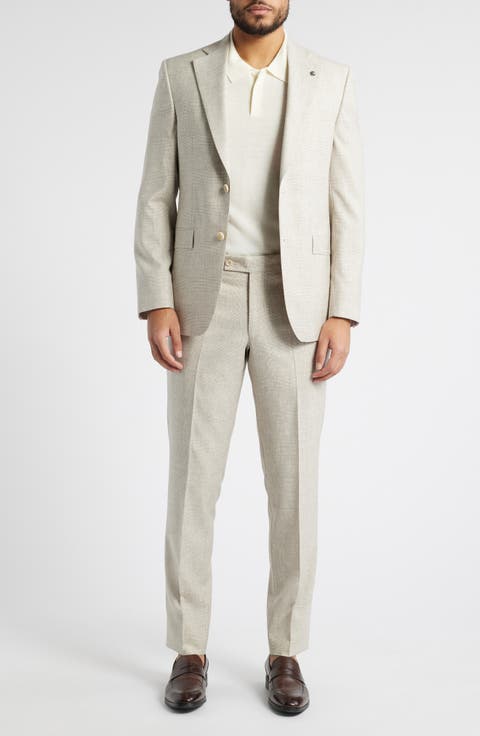 Mason Contemporary Fit Tan Glen Plaid Super 150s Wool Suit