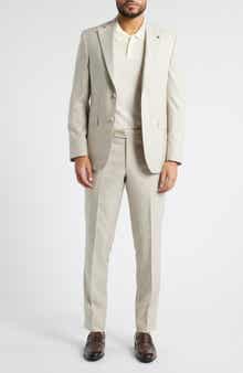 Jack Victor Mason Contemporary Fit Tan Glen Plaid Super 150s Wool Suit