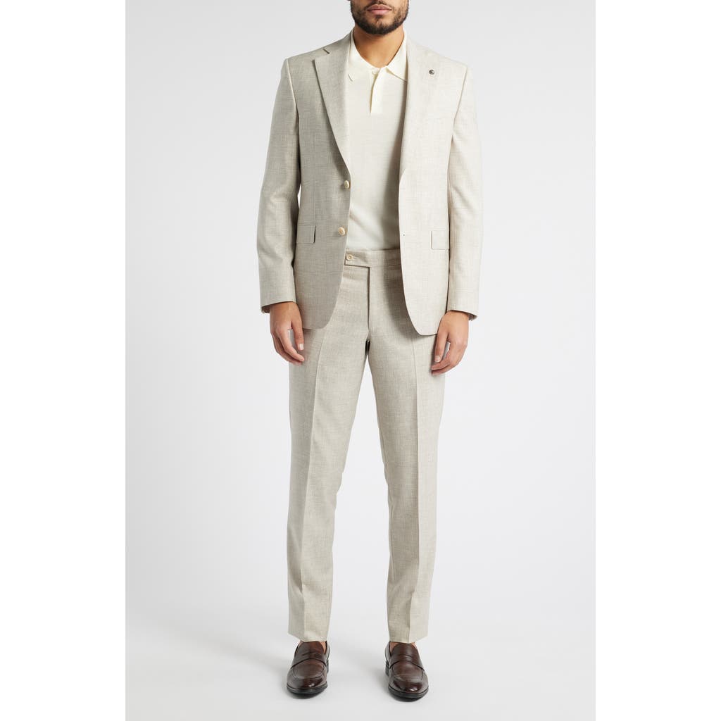 Jack Victor Mason Contemporary Fit Tan Glen Plaid Super 150s Wool Suit In Sand
