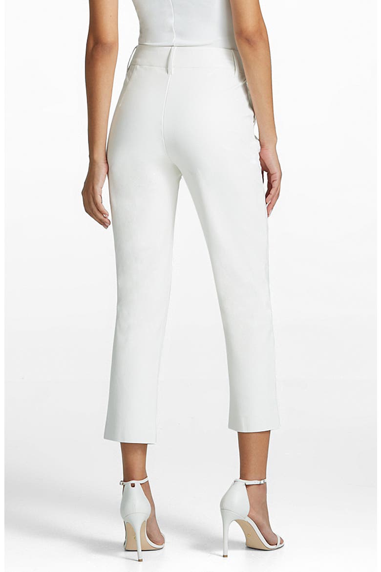 Tapered Faux Leather Crop Pants, Alternate, color, WHITE