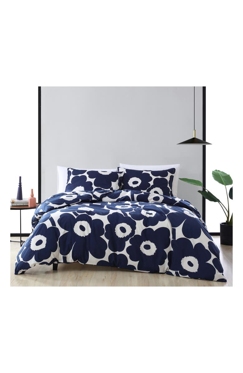Marimekko Unikko Duvet Cover & Sham Set, Main, color, Indigo Blue