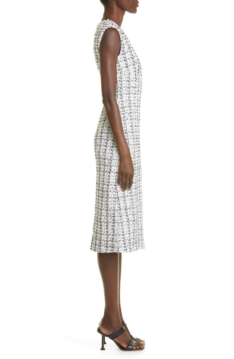 St. John Collection Plaid Textured Knit Tweed Dress, Alternate, color, 