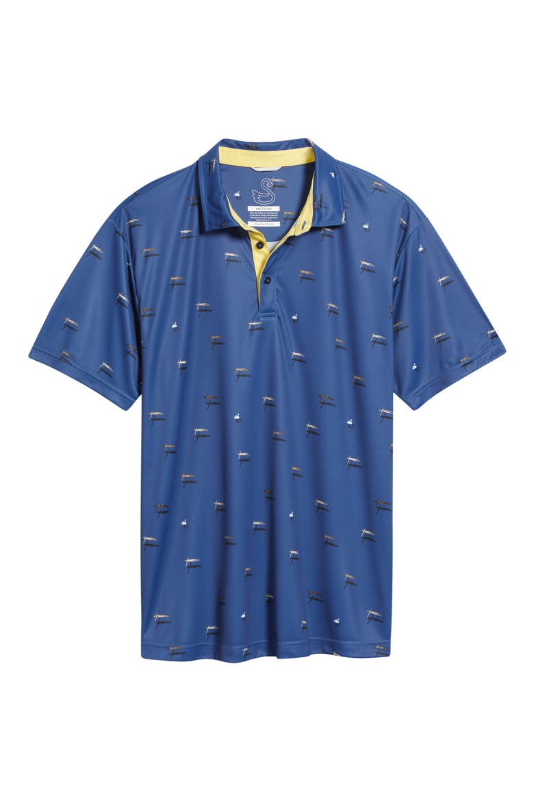 Pier Swimmer Print Performance Golf Polo, Alternate, color, NAVY