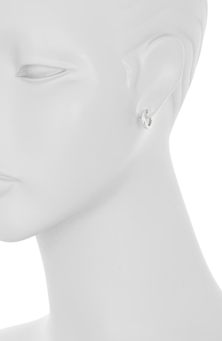 Nadri Cubic Zirconia Huggie Hoop Earrings, Alternate, color, Rhodium