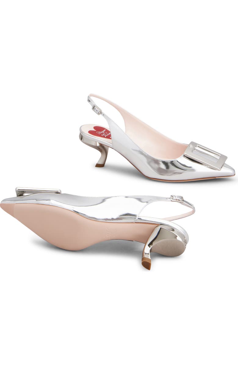 Roger Vivier Virgule Pointed Toe Slingback Pump, Alternate, color, Argento