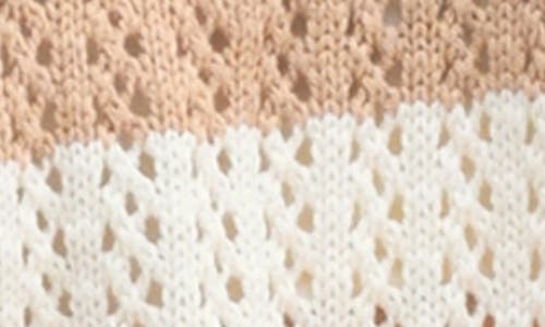 Lush Stripe Open Stitch Half Zip Sweater In Multi